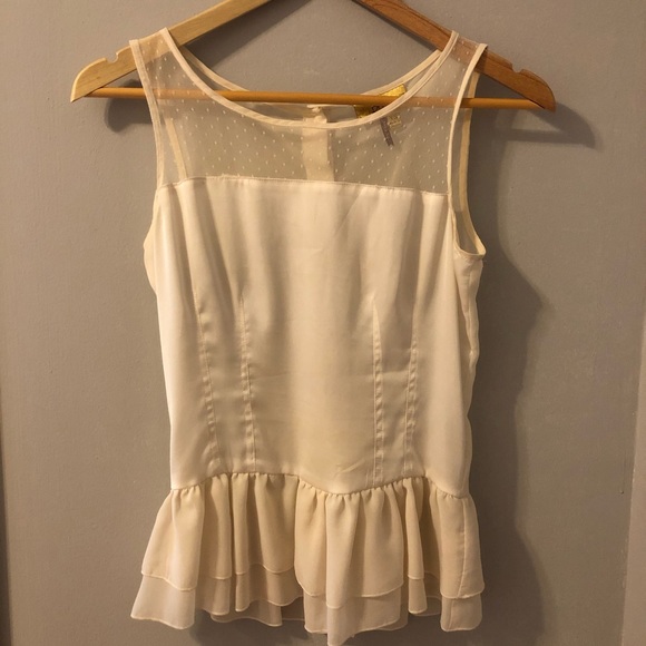 Vera Wang Princess Lace Mesh Peplum Top - Picture 1 of 4